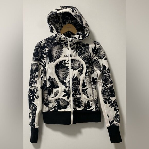 Lululemon Scuba Hoodie White & Black Size 8 with Thumbholes - Picture 3 of 9